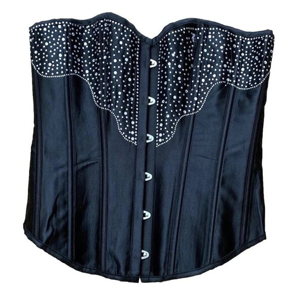 Adore Me Black Corset with White Accents - Picture 1 of 7